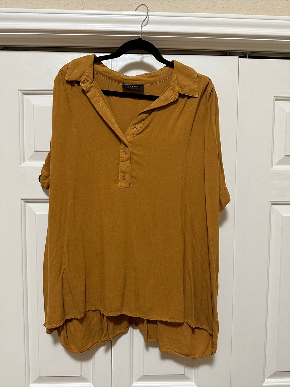 Lane Bryant Mustard Button-Neck Tunic